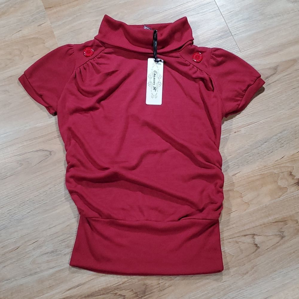 🔹️NWT Chances R Maroon Ruched Turtleneck Sweater Small